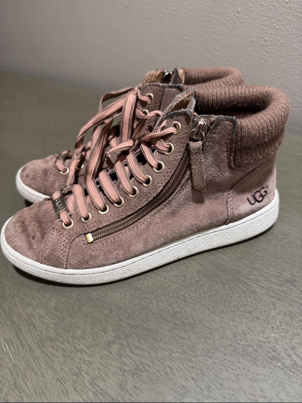 UGG Dusty Pink Suede High-Top Sneakers size 6